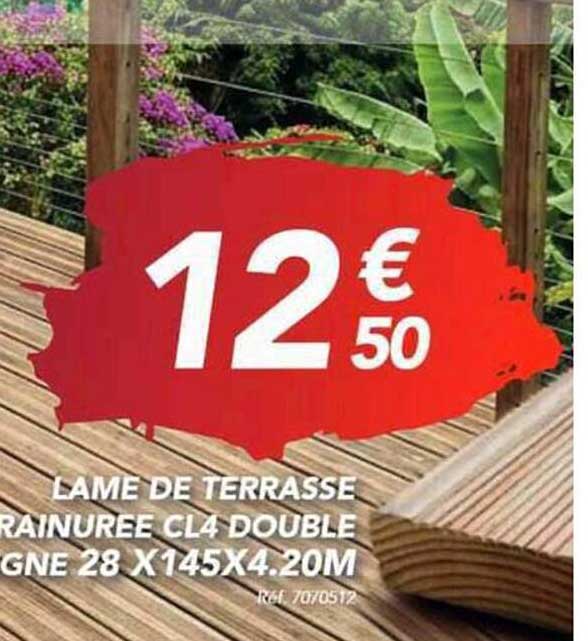 LAME DE TERRASSE RAINUREE CL4 DOUBLE GNE 28 X145X4.20M