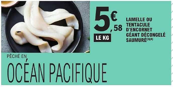 LAMELLE OU TENTACULE D'ENCORNET GÉANT DÉCONGELÉ SAUMURÉ (3X4)