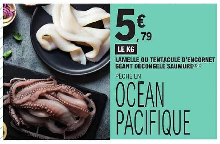 LAMELLE OU TENTACULE D'ENCORNET GÉANT DÉCONGELÉ SAUMURÉ
