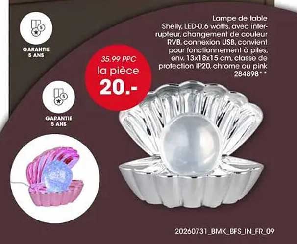Lampe de table Shelly, LED-0,6 watts, avec interrupteur, changement de couleur RVB, connexion USB, convient pour fonctionnement à piles, env. 13x18x15 cm, classe de protection IP20, chrome ou pink 284898