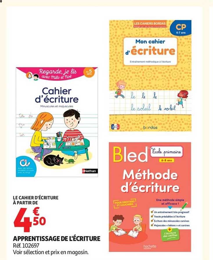 LE CAHIER D'ÉCRITURE À PARTIR DE