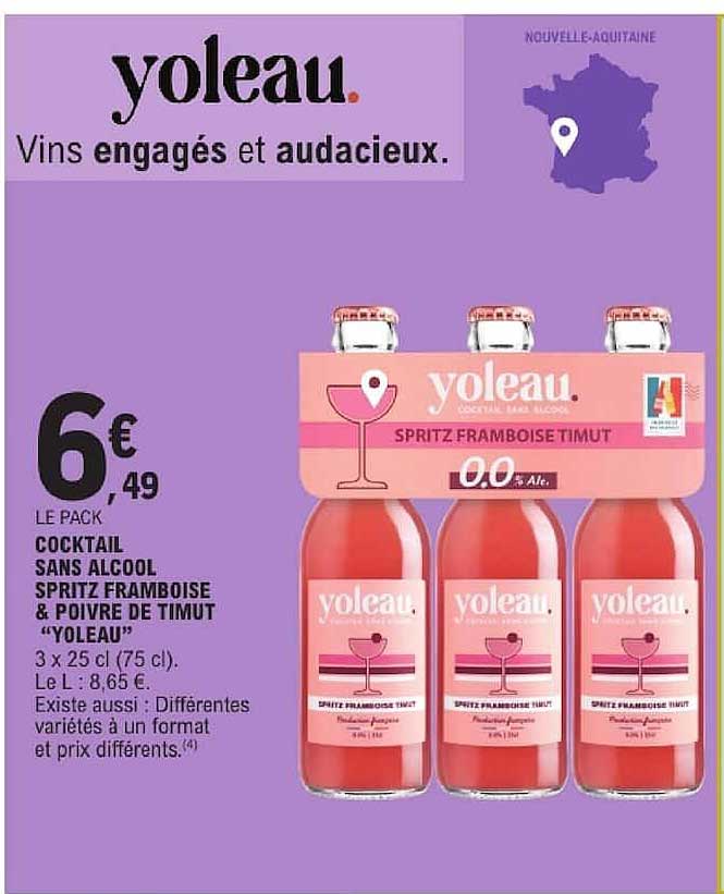 LE PACK COCKTAIL SANS ALCOOL SPRITZ FRAMBOISE & POIVRE DE TIMUT "YOLEAU"