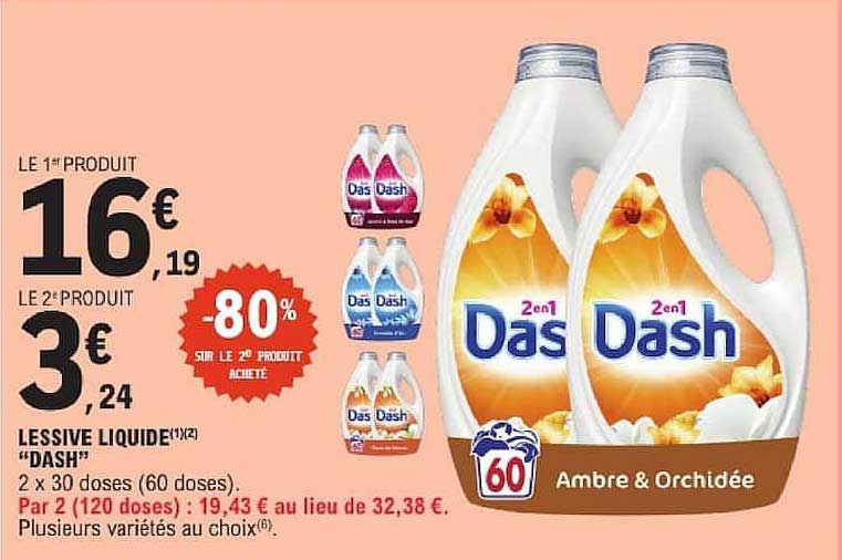 LESSIVE LIQUIDE "DASH" Ambre & Orchidée
