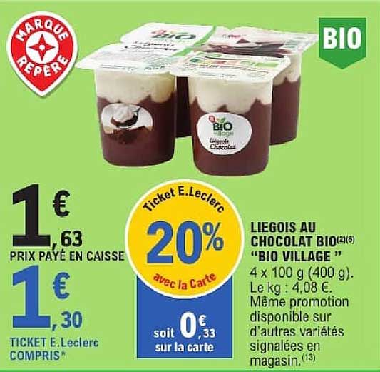 LIEGOIS AU CHOCOLAT BIO "BIO VILLAGE"