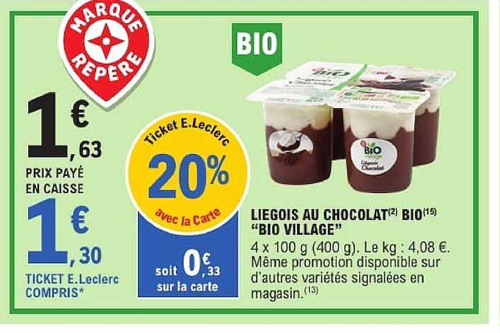 LIEGOIS AU CHOCOLAT BIO "BIO VILLAGE"