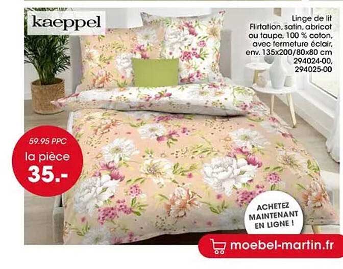 Linge de lit Flirtation, satin, abricot ou taupe, 100 % coton, avec fermeture éclair, env. 135x200/80x80 cm