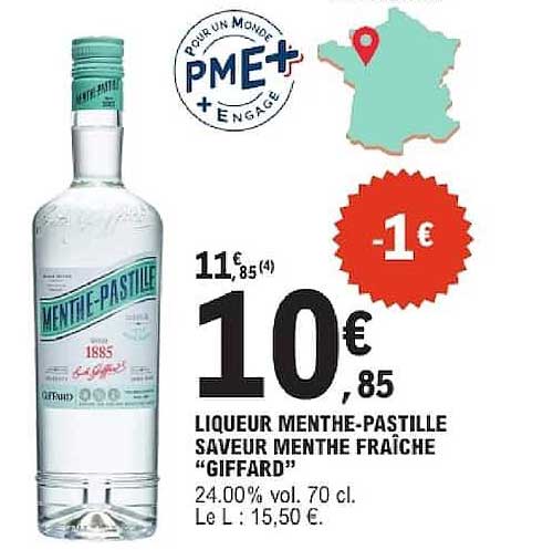LIQUEUR MENTHE-PASTILLE SAVEUR MENTHE FRAÎCHE “GIFFARD”