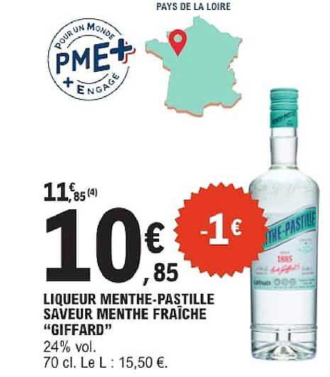 LIQUEUR MENTHE-PASTILLE SAVEUR MENTHE FRAÎCHE “GIFFARD”