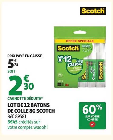 LOT DE 12 BATONS DE COLLE 8G SCOTCH