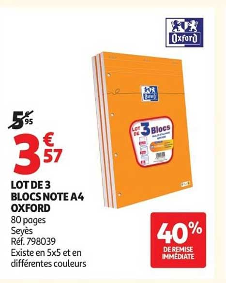 LOT DE 3 BLOCS NOTE A4 OXFORD