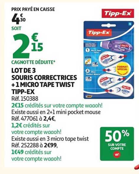 LOT DE 3 SOURIS CORRECTICES +1 MICROTAPE TWIST TIPP-EX