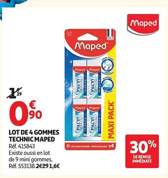 LOT DE 4 GOMMES TECHNIC MAPED