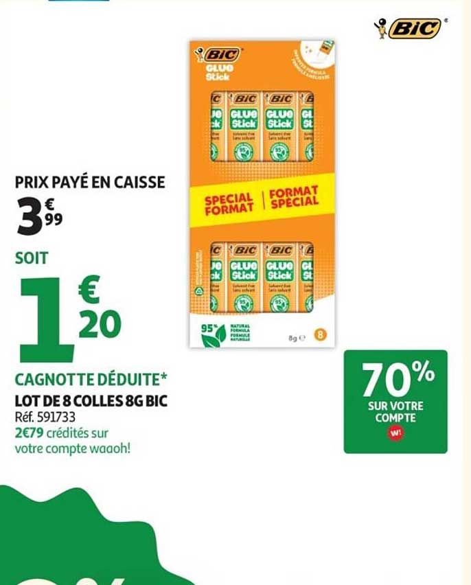 LOT DE 8 COLLES 8G BIC
