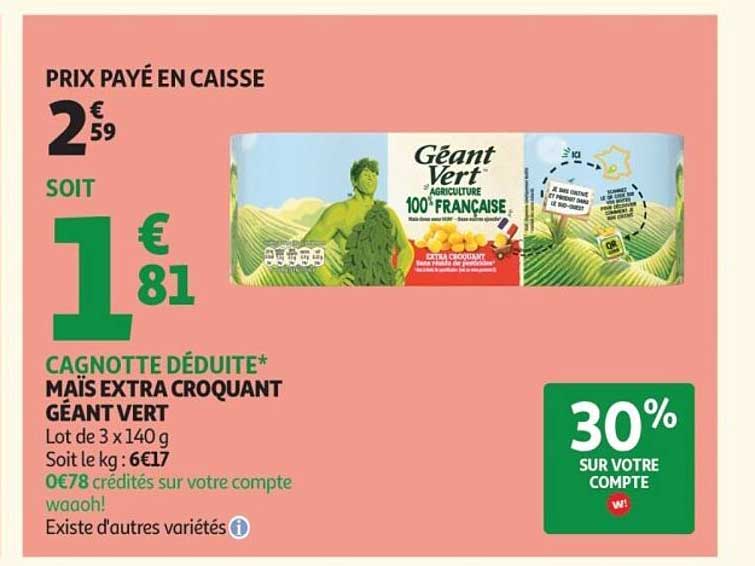 MAÏS EXTRA CROQUANT GÉANT VERT