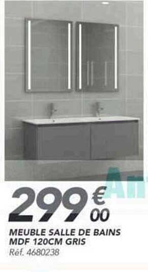 MEUBLE SALLE DE BAINS MDF 120CM GRIS