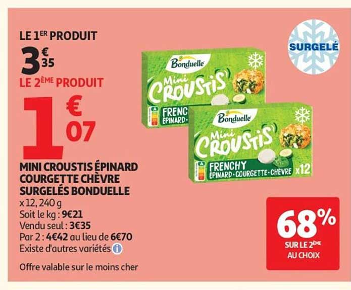 MINI CROUSTIS ÉPINARD COURGETTE CHÈVRE SURGELÉS BONDUELLE