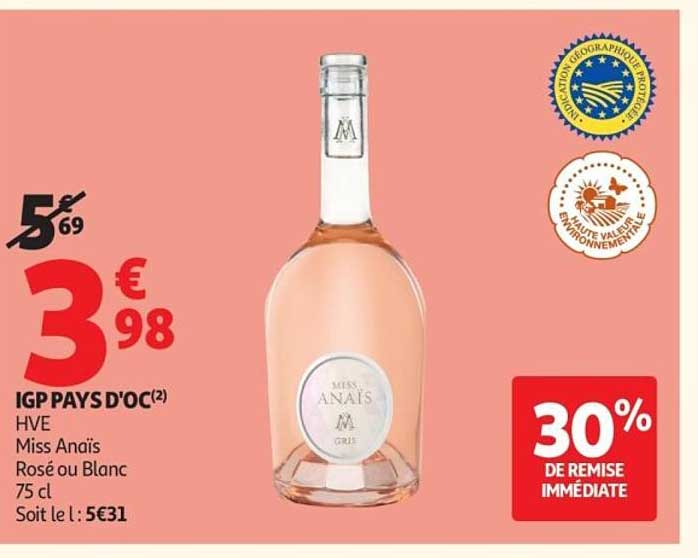 Miss Anaïs Rosé ou Blanc 75 cl