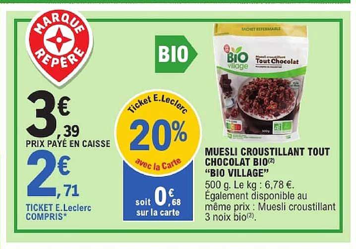 MUESLI CROUSTILLANT TOUT CHOCOLAT BIO "BIO VILLAGE"