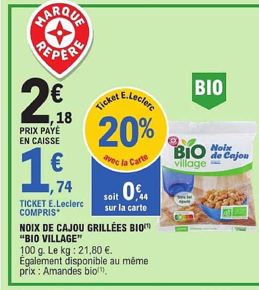 NOIX DE CAJOU GRILLÉES BIO “BIO VILLAGE”