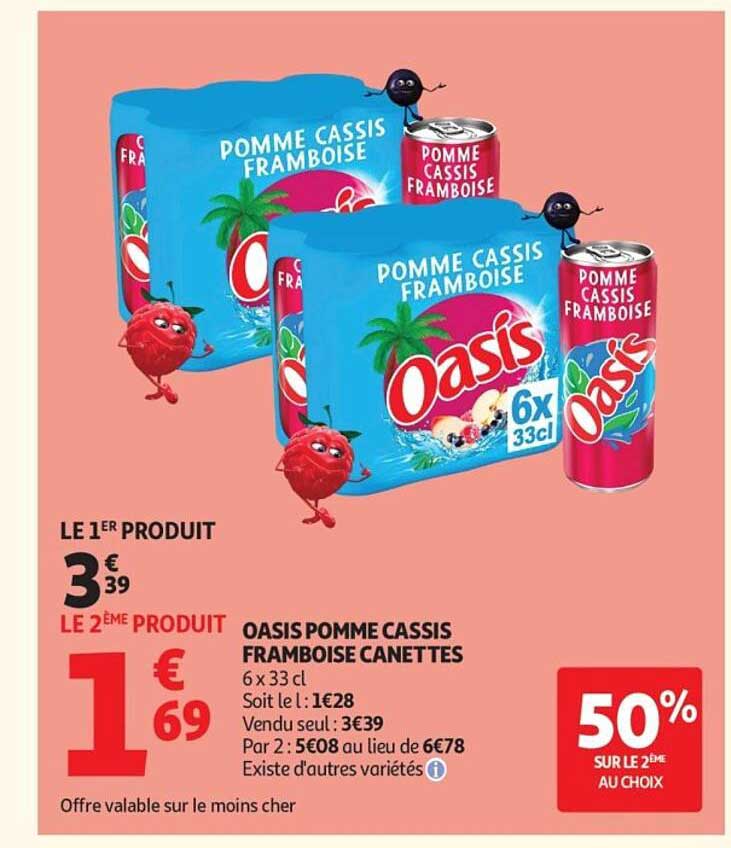 OASIS POMME CASSIS FRAMBOISE CANETTES
