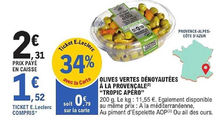 OLIVES VERTES DÉNOYAUTÉES À LA PROVENÇALE “TROPIC APERO”