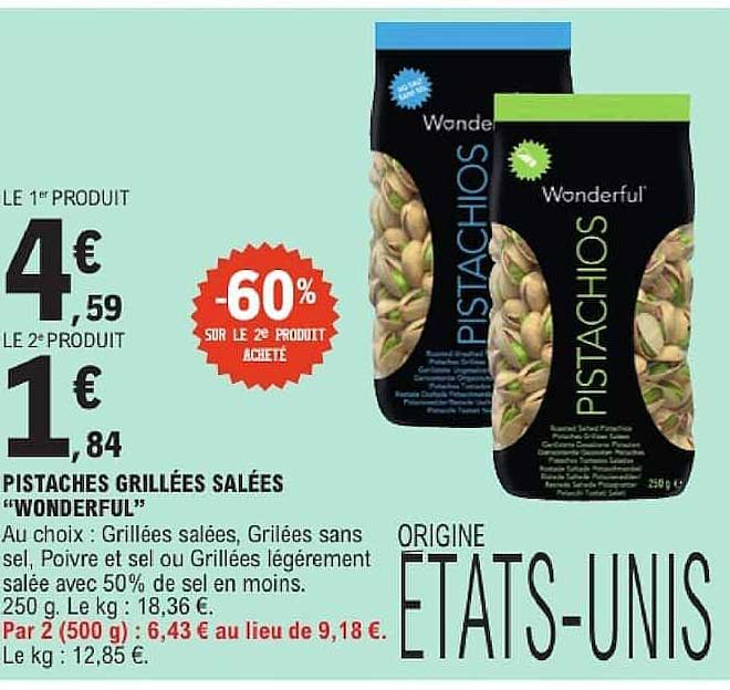 PISTACHES GRILLÉES SALÉES “WONDERFUL”