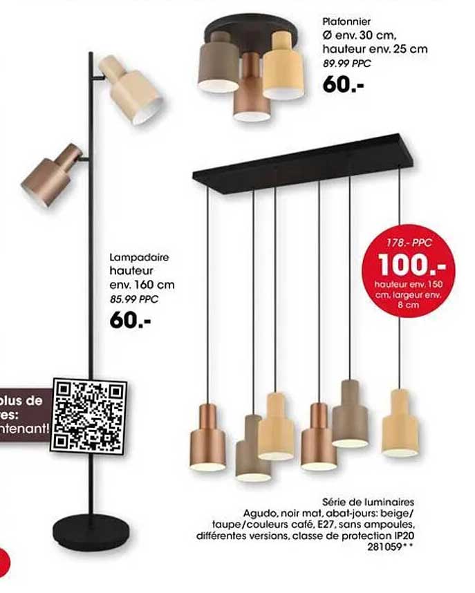 Plafonnier Ø env. 30 cm, hauteur env. 25 cm