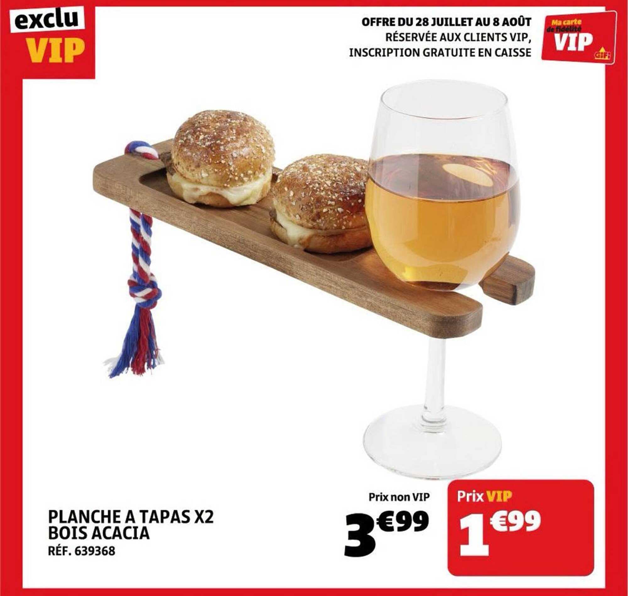 PLANCHE A TAPAS X2 BOIS ACACIA