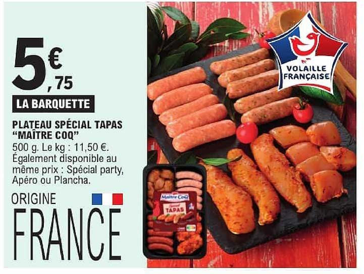 PLATEAU SPÉCIAL TAPAS "MAÎTRE COQ"