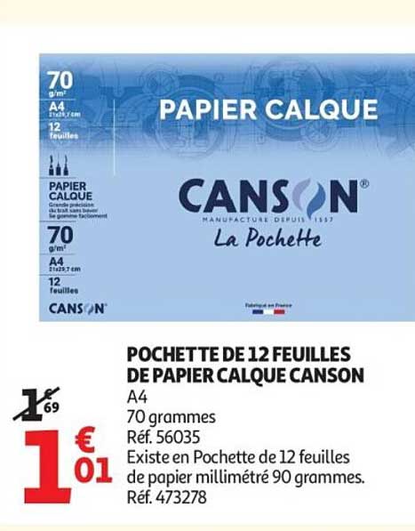 POCHETTE DE 12 FEUILLES DE PAPIER CALQUE CANSON
