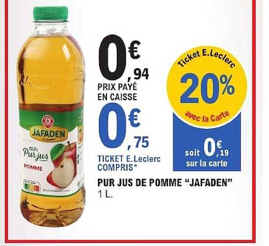 PUR JUS DE POMME “JAFADEN” 1 L.