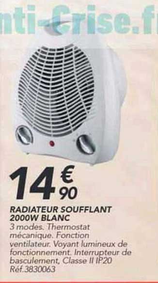 RADIATEUR SOUFFLANT 2000W BLANC