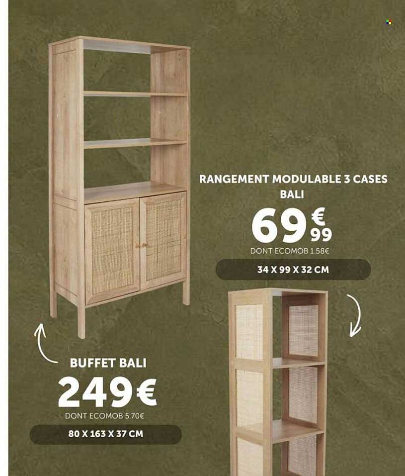 RANGEMENT MODULABLE 3 CASES BALI