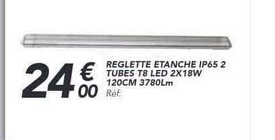 REGLETTE ETANCHE IP65 2 TUBES T8 LED 2X18W 120CM 3780Lm Réf.