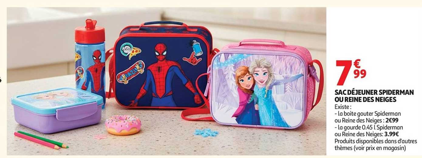 SAC DÉJEUNER SPIDERMAN OU REINE DES NEIGES