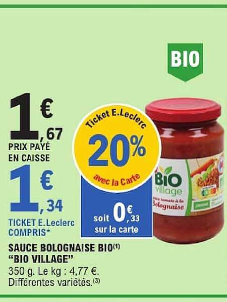 SAUCE BOLOGNAISE BIO(1) “BIO VILLAGE”