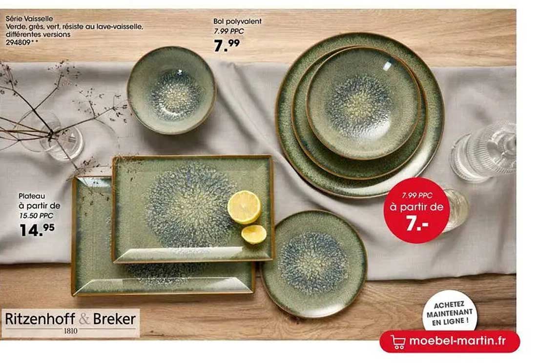 Série Vaisselle Verte, grès, vert, résiste au lave-vaisselle, différentes versions 294809••