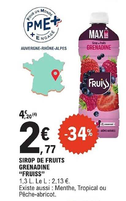 SIROP DE FRUITS GRENADINE "FRUISS"