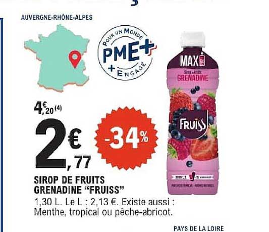 SIROP DE FRUITS GRENADINE “FRUISS”