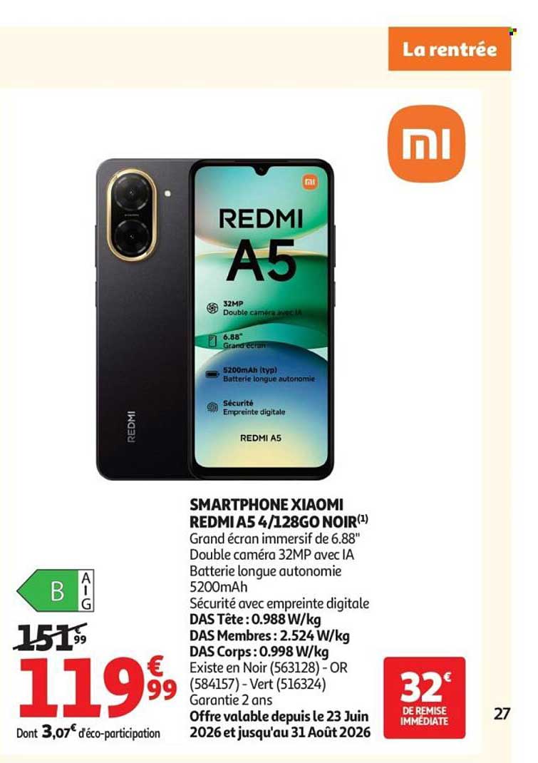 SMARTPHONE XIAOMI REDMI A5 4/128GO NOIR