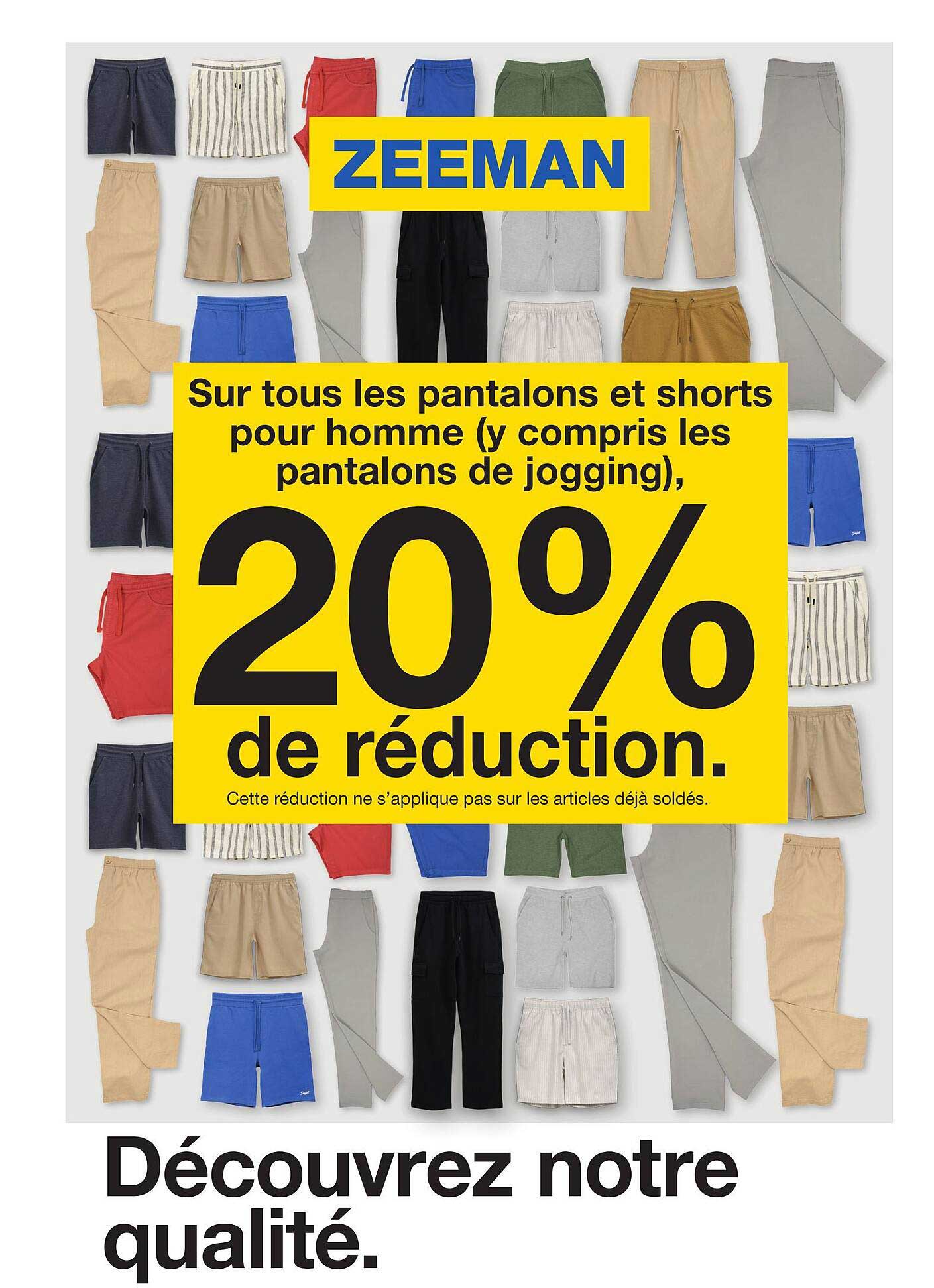 Sur tous les pantalons et shorts pour homme (y compris les pantalons de jogging),
