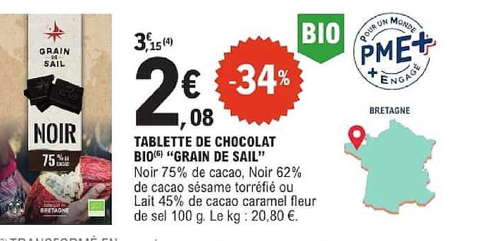 TABLETTE DE CHOCOLAT BIO® “GRAIN DE SAIL”