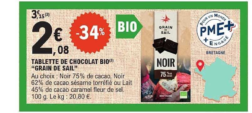TABLETTE DE CHOCOLAT BIO "GRAIN DE SALI"