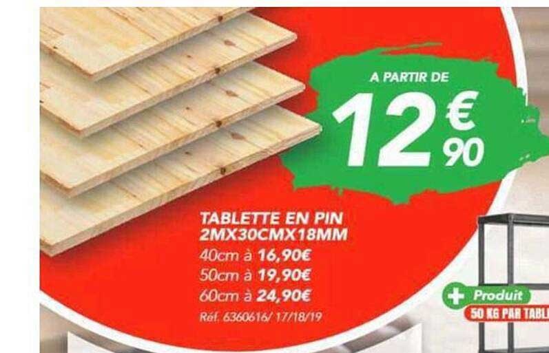 TABLETTE EN PIN 2MX30CMX18MM