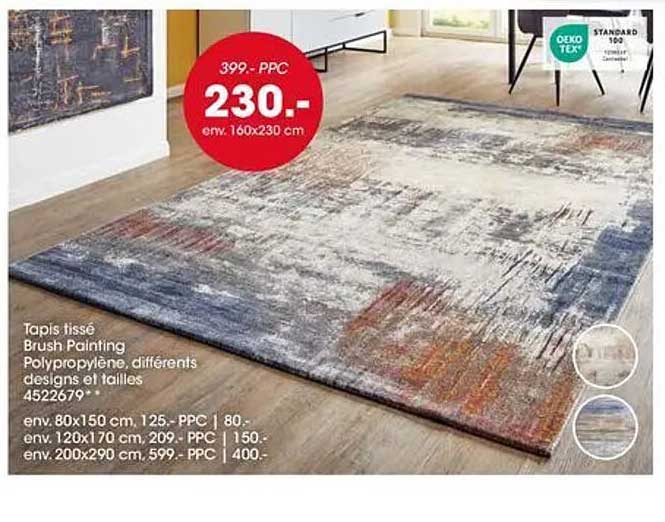 Tapis tissé Brush Painting Polypropylène, différents designs et tailles
