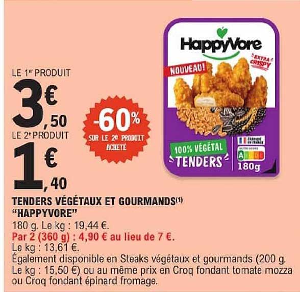 TENDERS VÉGÉTAUX ET GOURMANDS(1) "HAPPYVORE"