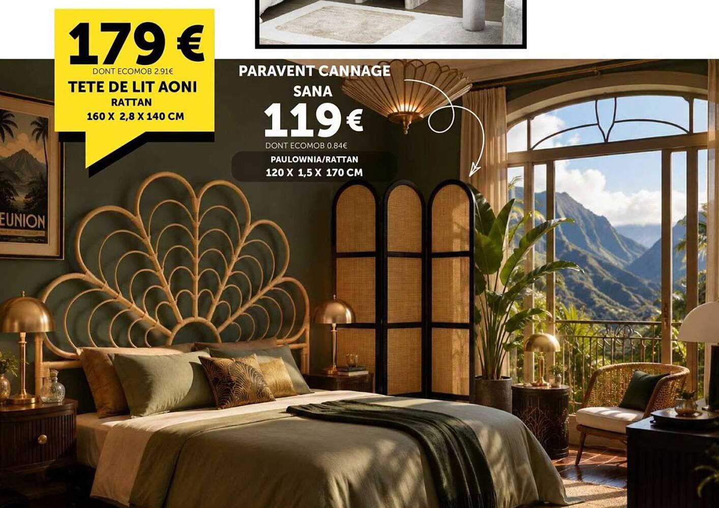 TETE DE LIT AONI RATTAN 160 X 2,8 X 140 CM