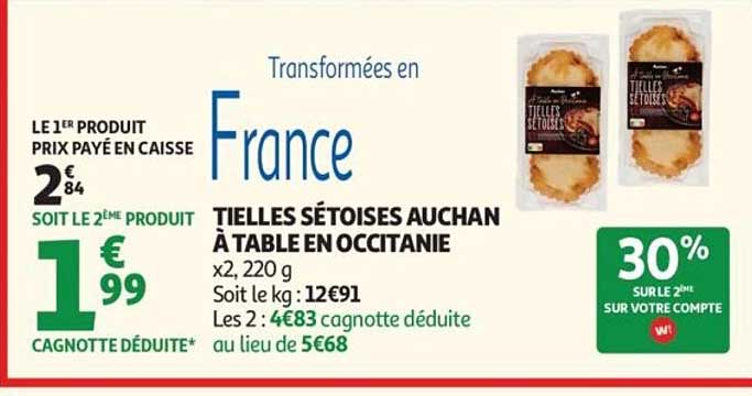 TIELLES SÉTOISES AUCHAN À TABLE EN OCCITANIE