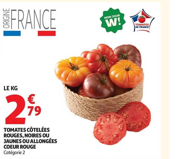 TOMATES CÔTELÉES ROUGES, NOIRES OU JAUNES OU ALLONGÉES COEUR ROUGE