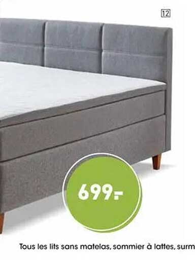 Tous les lits sans matelas, sommier à lattes, surm
